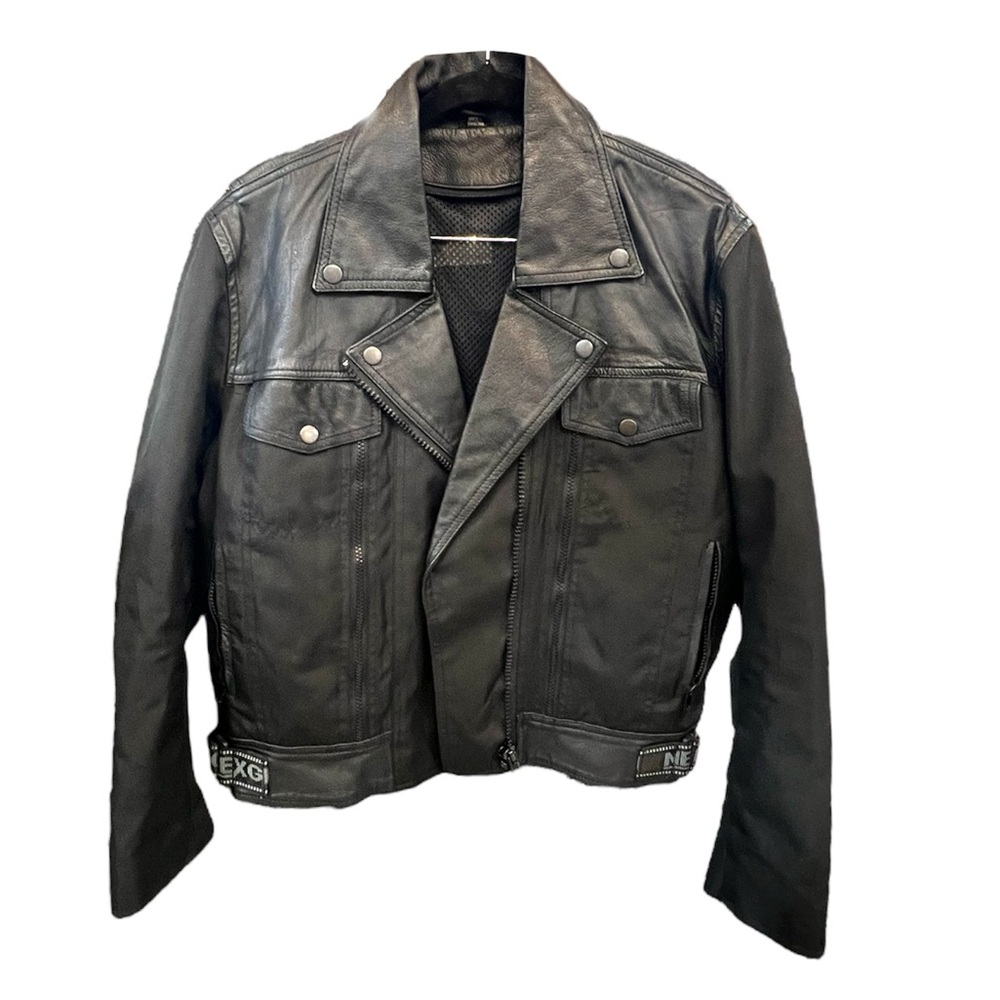 NexGen Black Vented Motorcycle Biker Jacket with hidden pockets Size M